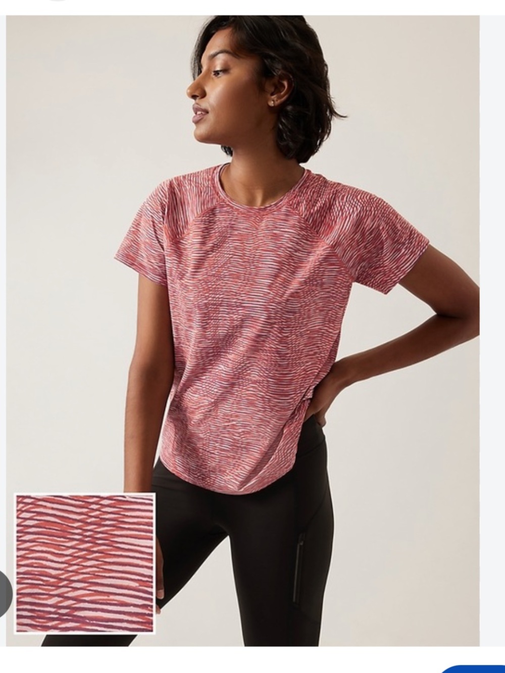 Athleta Pink Space-Dye Short Sleeve Training Tee
